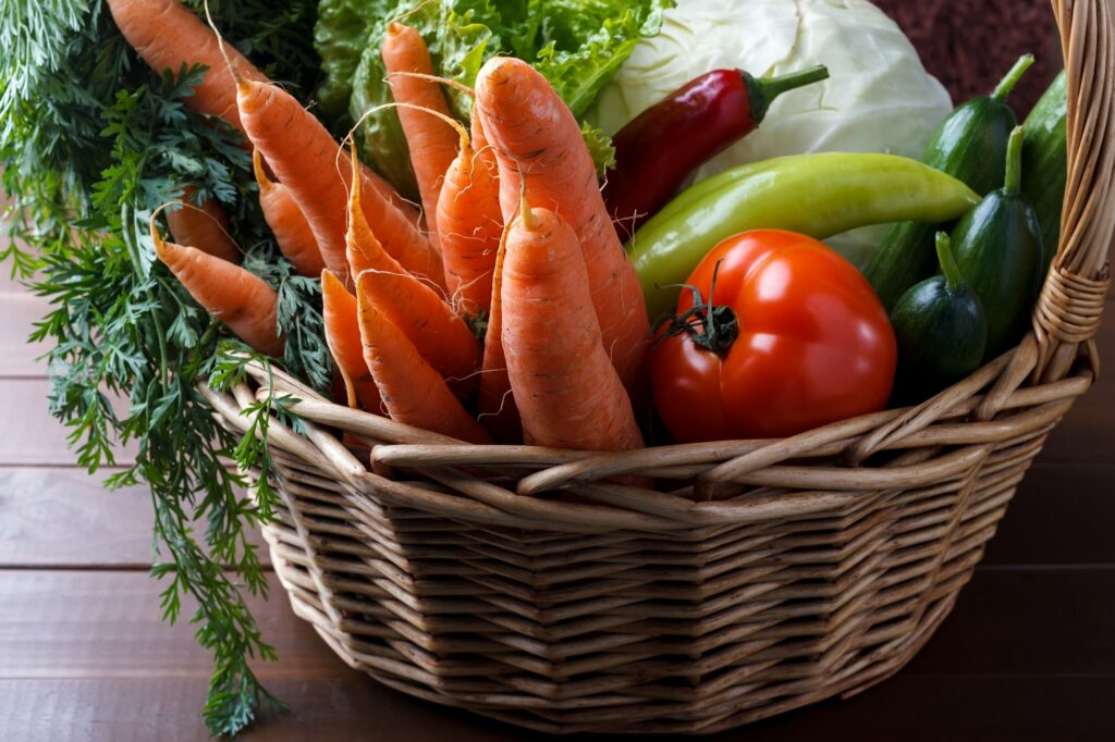 Basket with vegetables